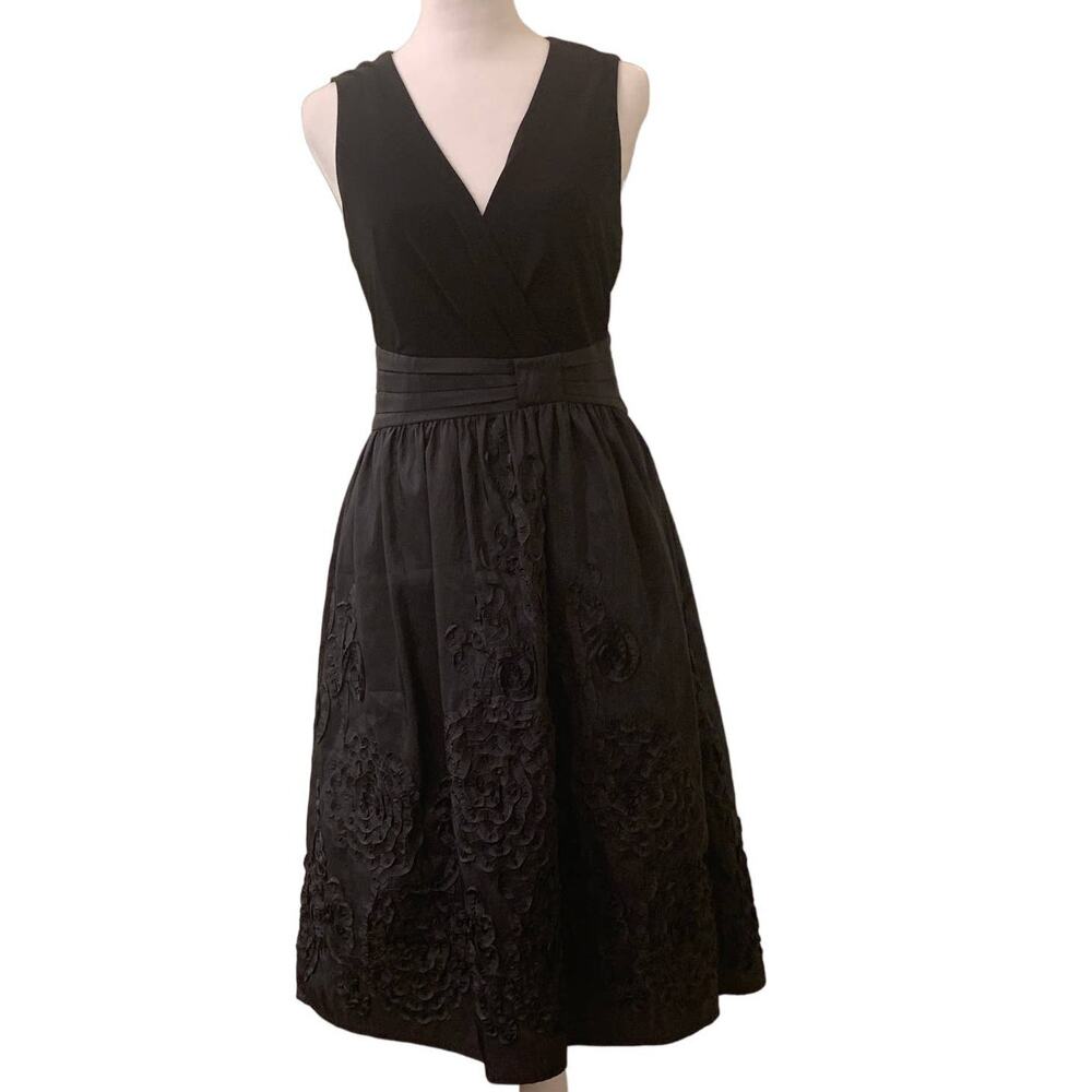 Jessica Howard Black Plunging Fit and Flare Cocktail Evening Dress, Size 10